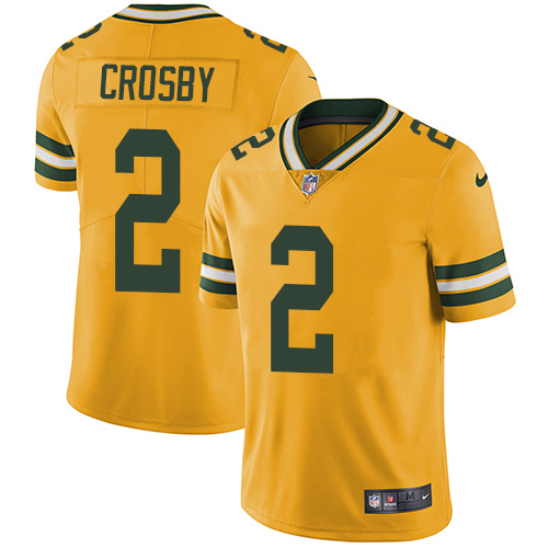 Nike Packers #2 Mason Crosby Yellow Men's Stitched NFL Limited Rush Jersey